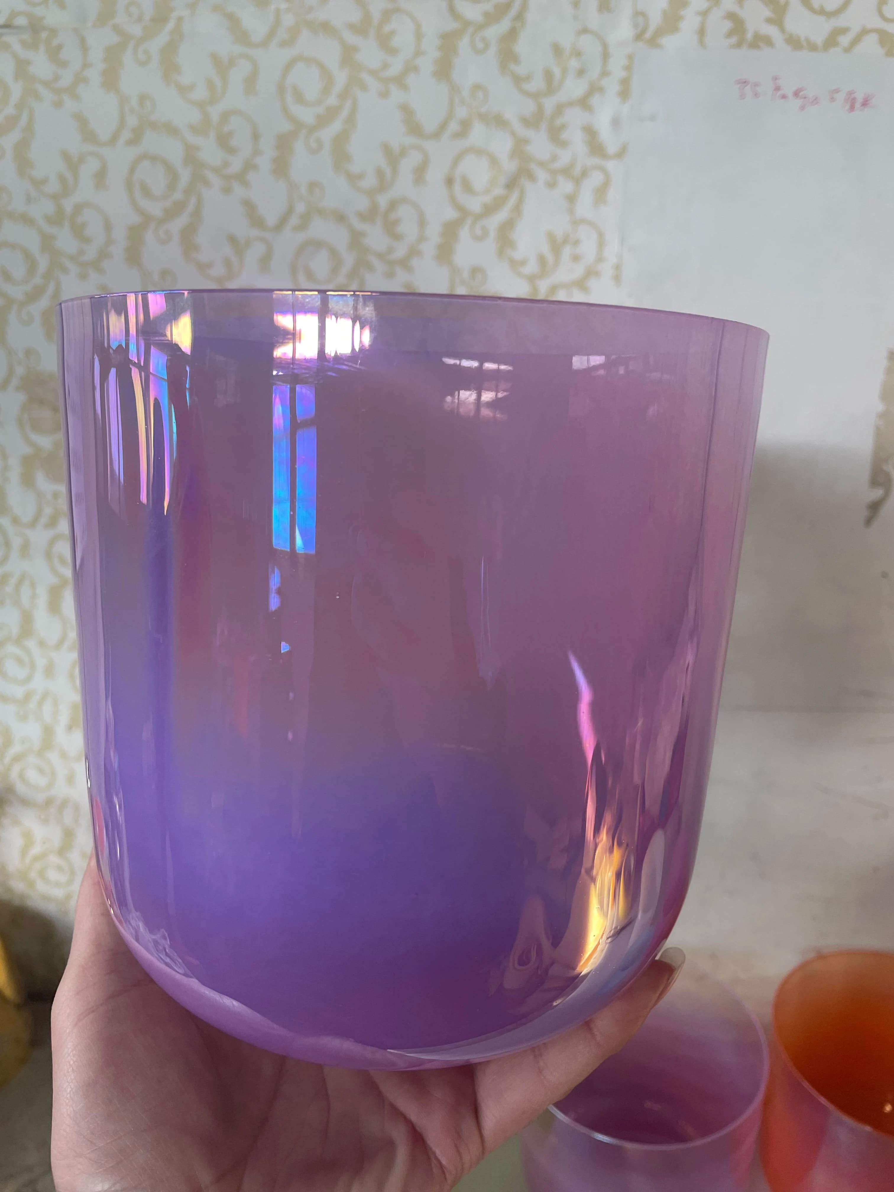 3rd octave Pearl cosmic crystal singing bowl 432Hz standard perfect F note heart chakra or F# Thymus chakra for sound healing