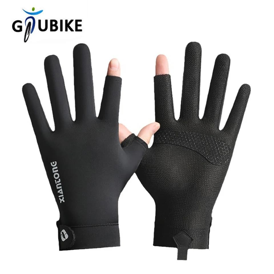 1 Pairs Man Ice Silk Fishing Gloves Summer Outdoor Anti-uv Sunscreen Gloves Touch Screen Riding Driving Gloves Fitness Gloves