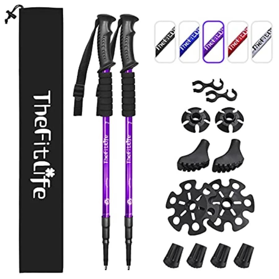 Nordic Walking Trekking Poles - 2 Sticks with Anti-Shock and Quick Lock System, Telescopic, Collapsible, Ultralight for Hiking,