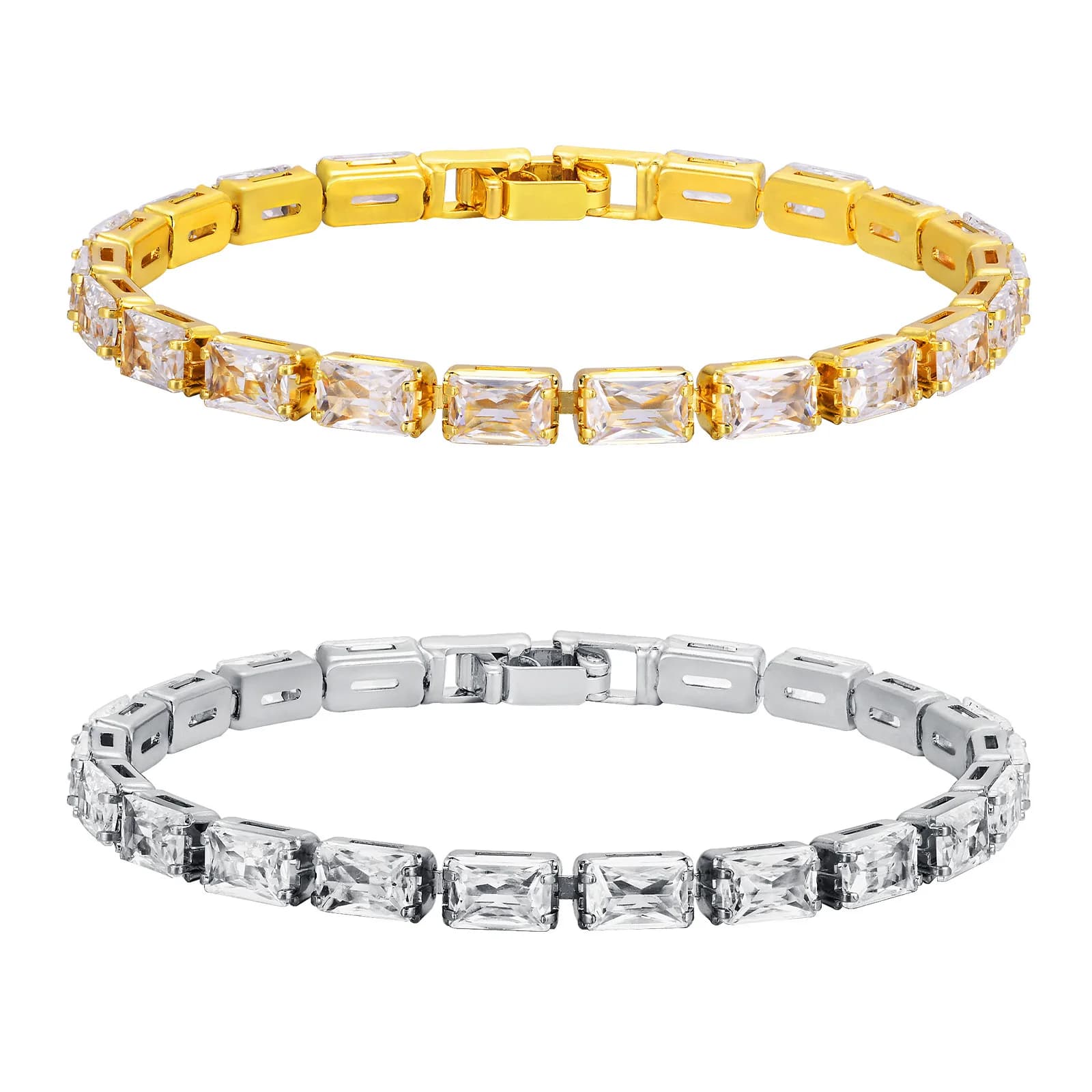 Bracciale da Tennis quadrato, bracciale da donna con zirconi cubici taglio principessa 4mm