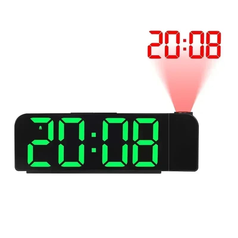 12H/24H Rotation Digital Clock Projection Alarm Clock Night Mode Power-off Memory Table Bedroom Electronic LED Wall Clock