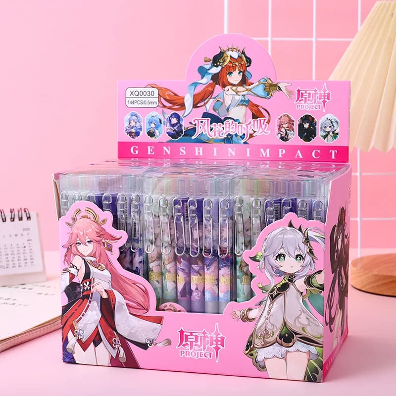 6/12 Pz Gioco Genshin Impact Roller Penna A Sfera Del Fumetto di Cancelleria Nilou Wanderer Alhaitham Tighnari Yaoyao Nahida Penna Gel di inchiostro Nero