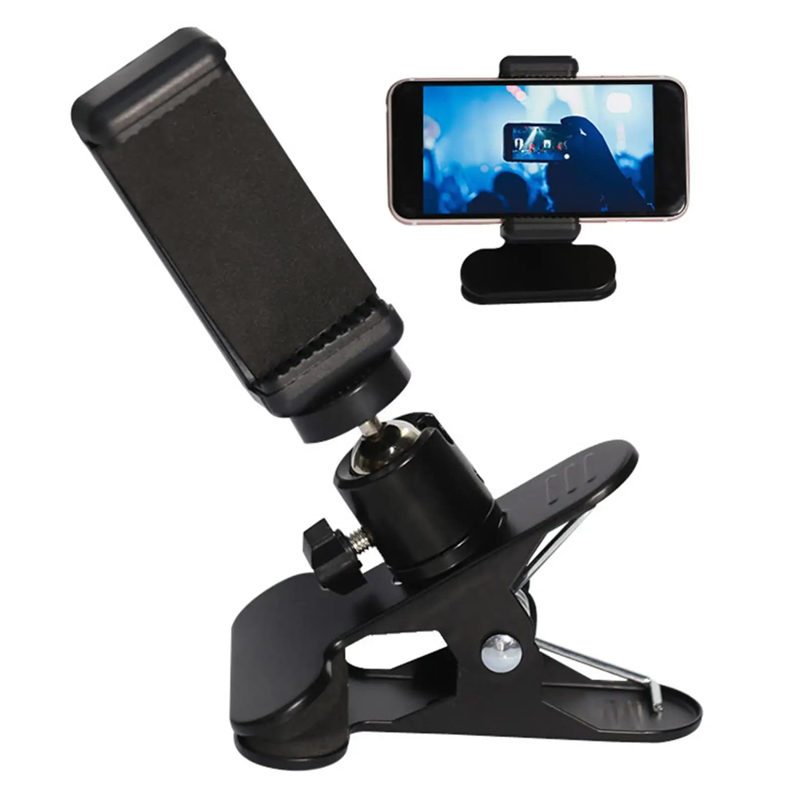 Rubber Padded Guitar Head Clip Mount Smartphone Stand Electric Acoustic Bass Accessory for Video and Broadcast