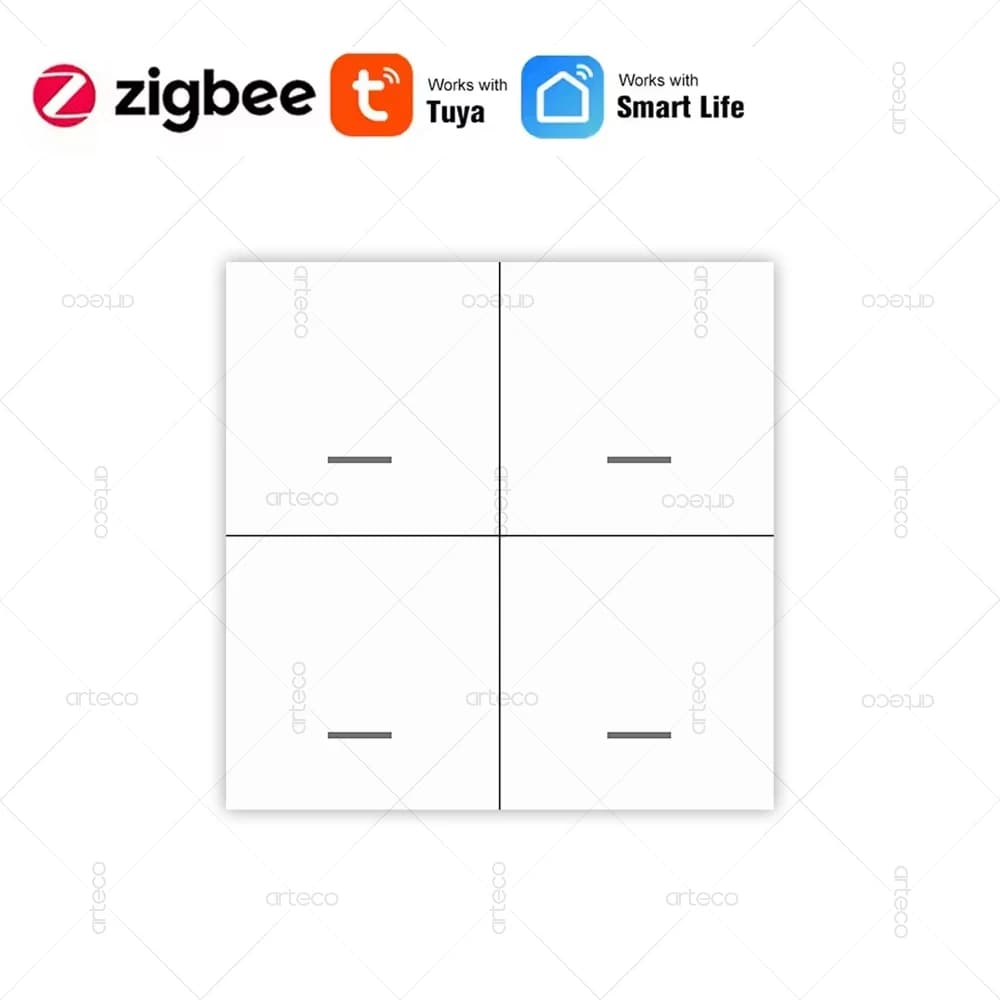 Tuya Zigbee Pulsante interruttore scena intelligente Interruttore a pulsante a parete wireless a 4 gang Controller Interruttore scenario domotico intelligente