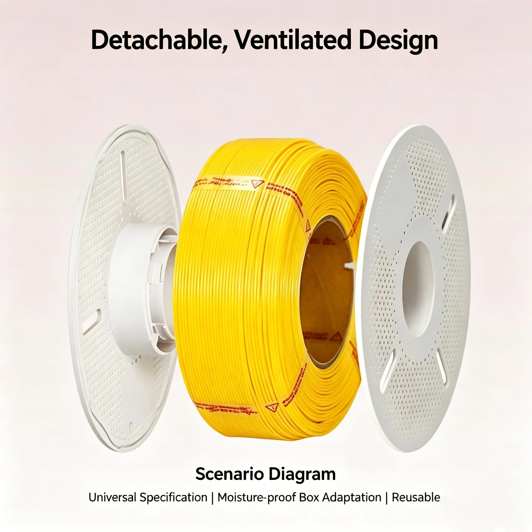 3D Printer Filament Spool Reusable High Toughness High Temperature ABS Hollow Spool, for PLA,PETG,TPU,ABS Compatibl