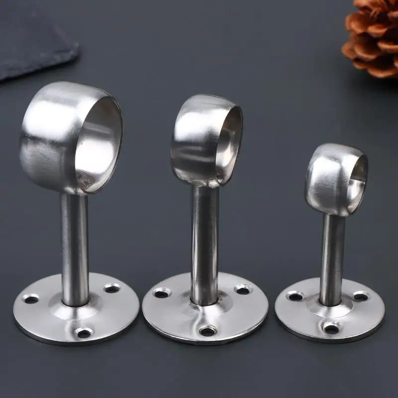 2Pcs Stainless-Steel Flange Rod Holder 19/22/25MM Ceiling Mount Curtain Rod Bracket Shower Curtain Rod Holder Pipe Flange Socket