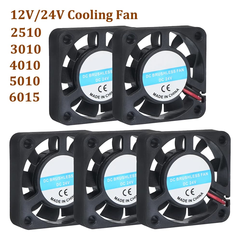 2 pz DC 12V 24V ventola di raffreddamento 2510 3010 4010 5010 6015 ventola di raffreddamento parti della stampante 3D radiatore estrusore ventola Computer CPU ventola di raffreddamento