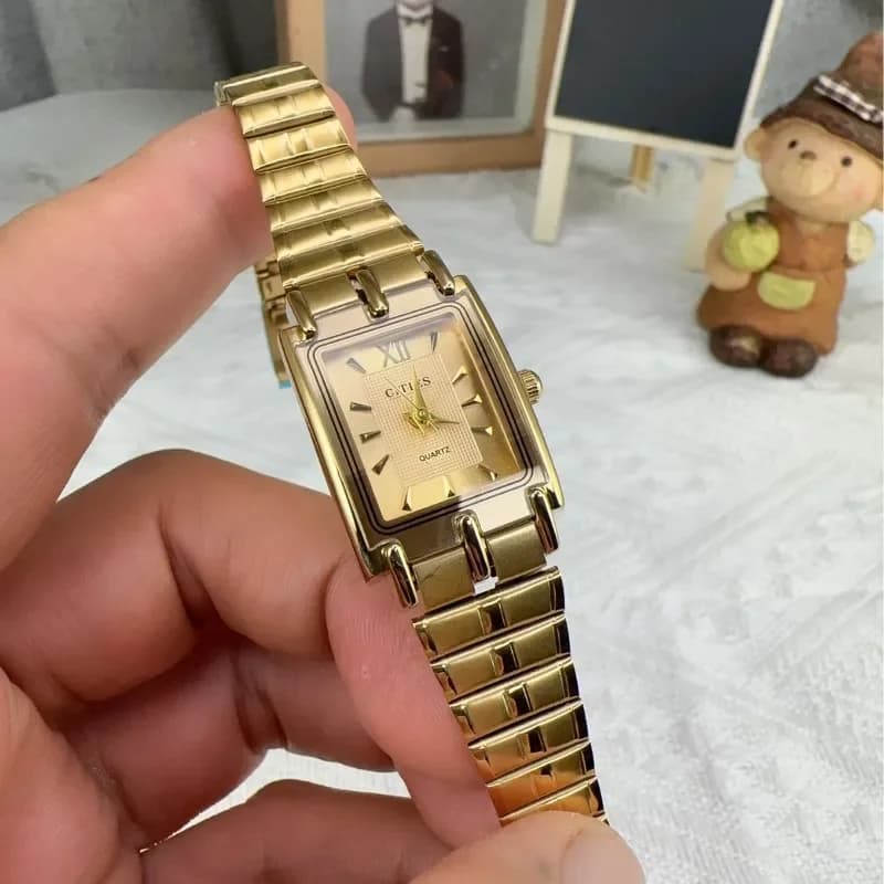 Luxury Women Quartz Watches Fashion Golden Stainless Steel Bracele Wristwatches Ladies Clock Relogio Masculino Dropshipping