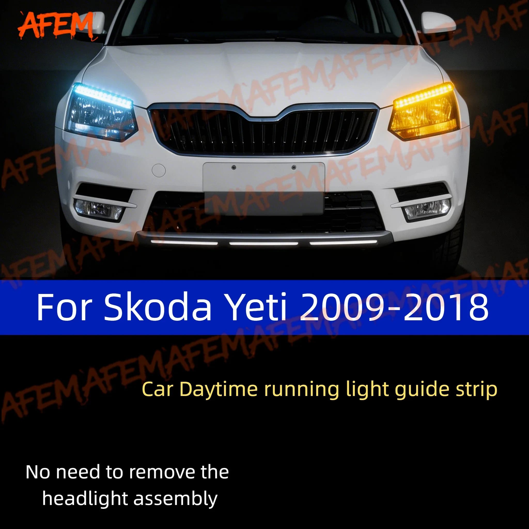 2Pcs For Skoda Yeti 2009-2018 12V Led Guide Strip Headlight For Car Daytime Running Lights Turn Signal DRL Car Modification