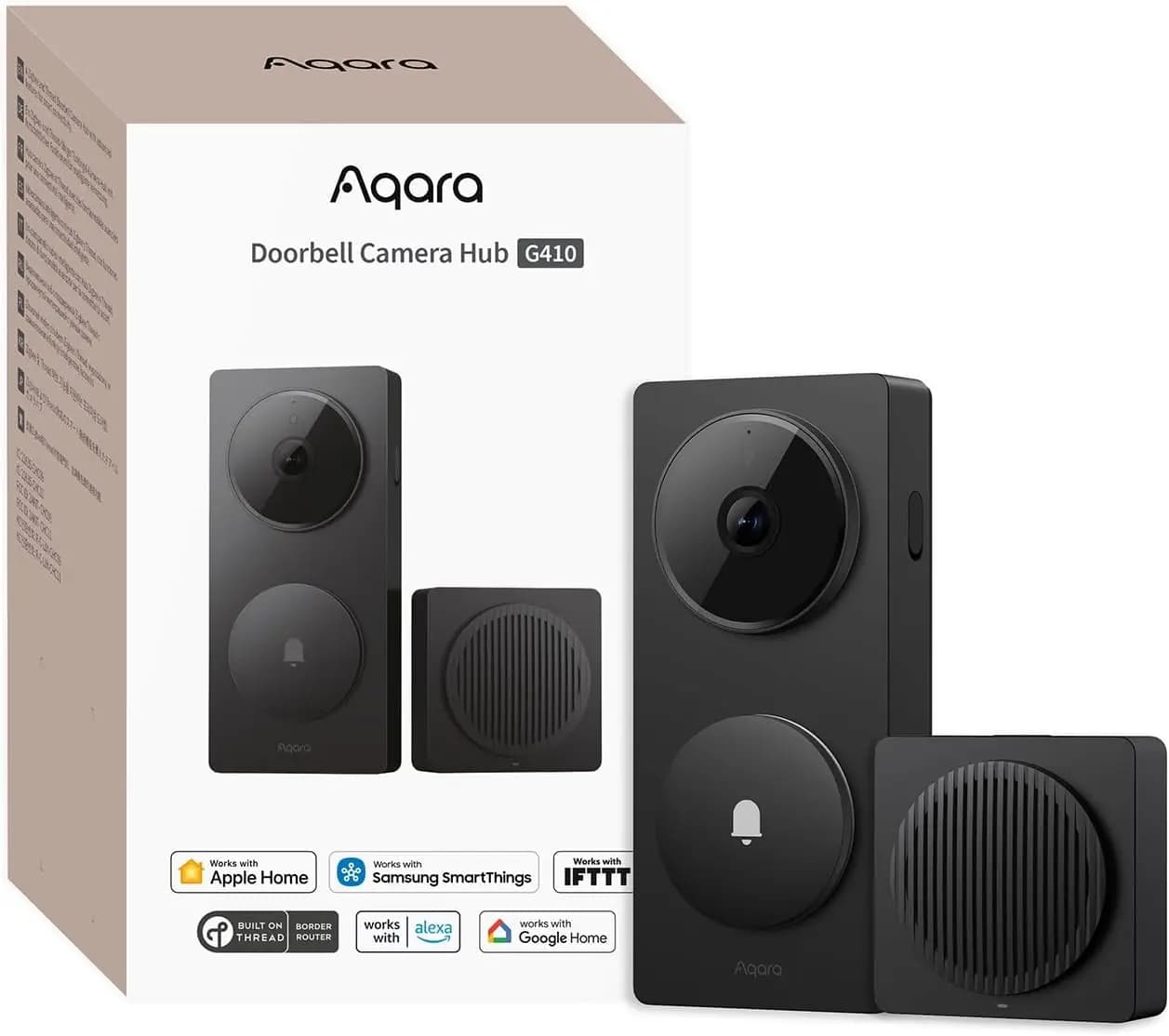Telecamera campanello intelligente con campanello, video 2K, HomeKit, Alexa, supporto Google, wireless/cablato, nero