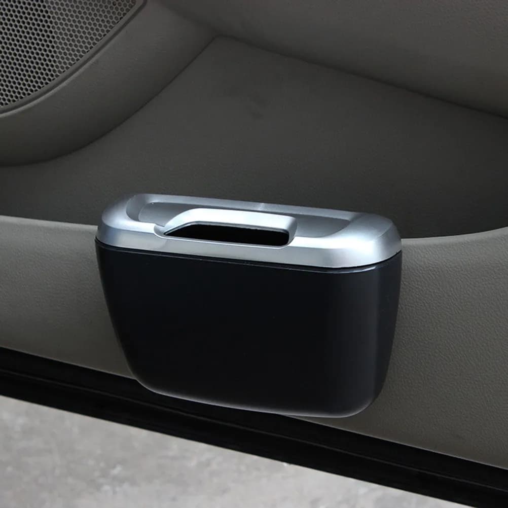 Leak Proof Car Trash Can Portable Silver Mini Vehicle Door Side Auto Trash Storage Travel Bin Auto Garbage Can