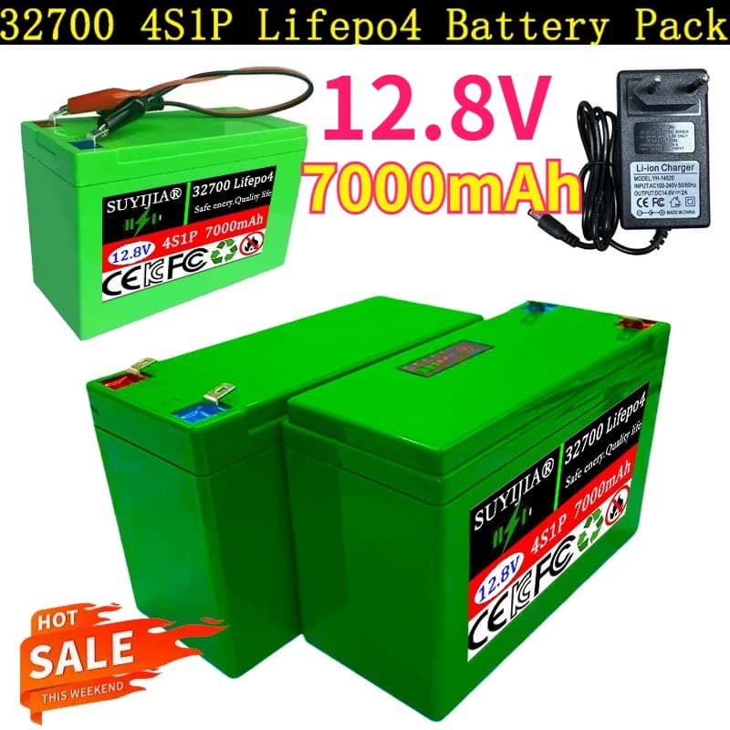 32700 12V Lithium Battery, 7Ah Rechargeable 12V Batteries with Charger, for Sprayer,Children's Toy Car, Electric Blower,Scale