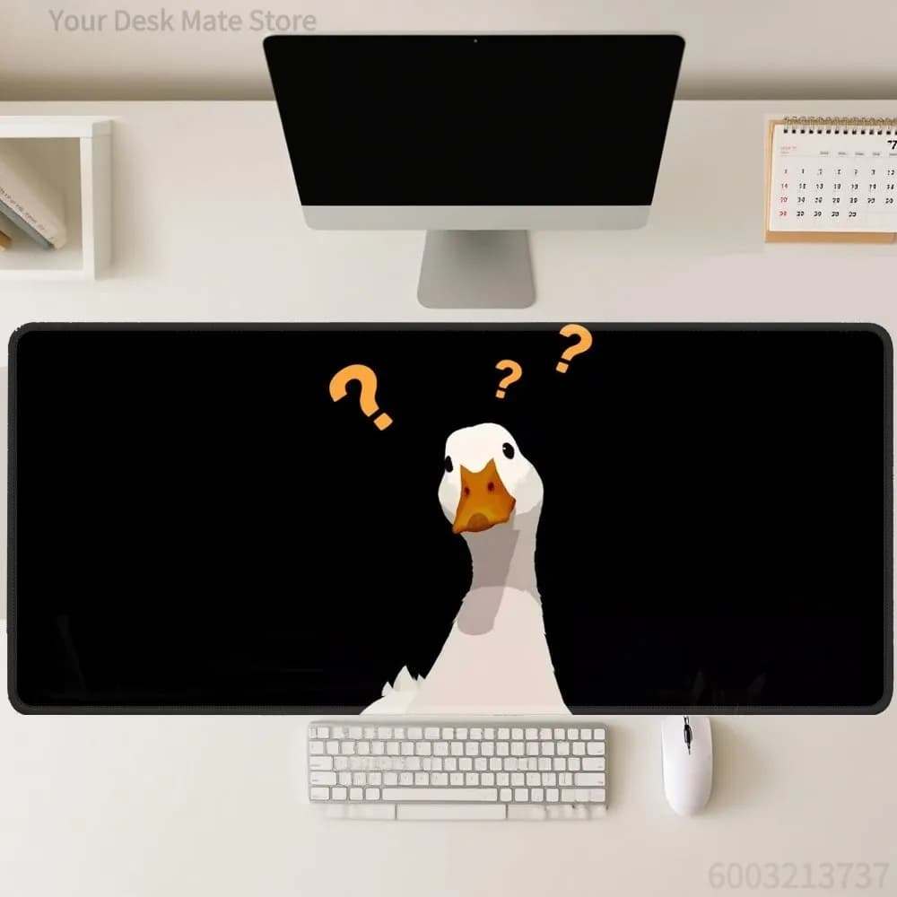 Cute Duck Black Gaming Mouse Pad Large Game Desktop Decorative Table Mat XXL Office Accessories Laptop Keyboard Long MousePad