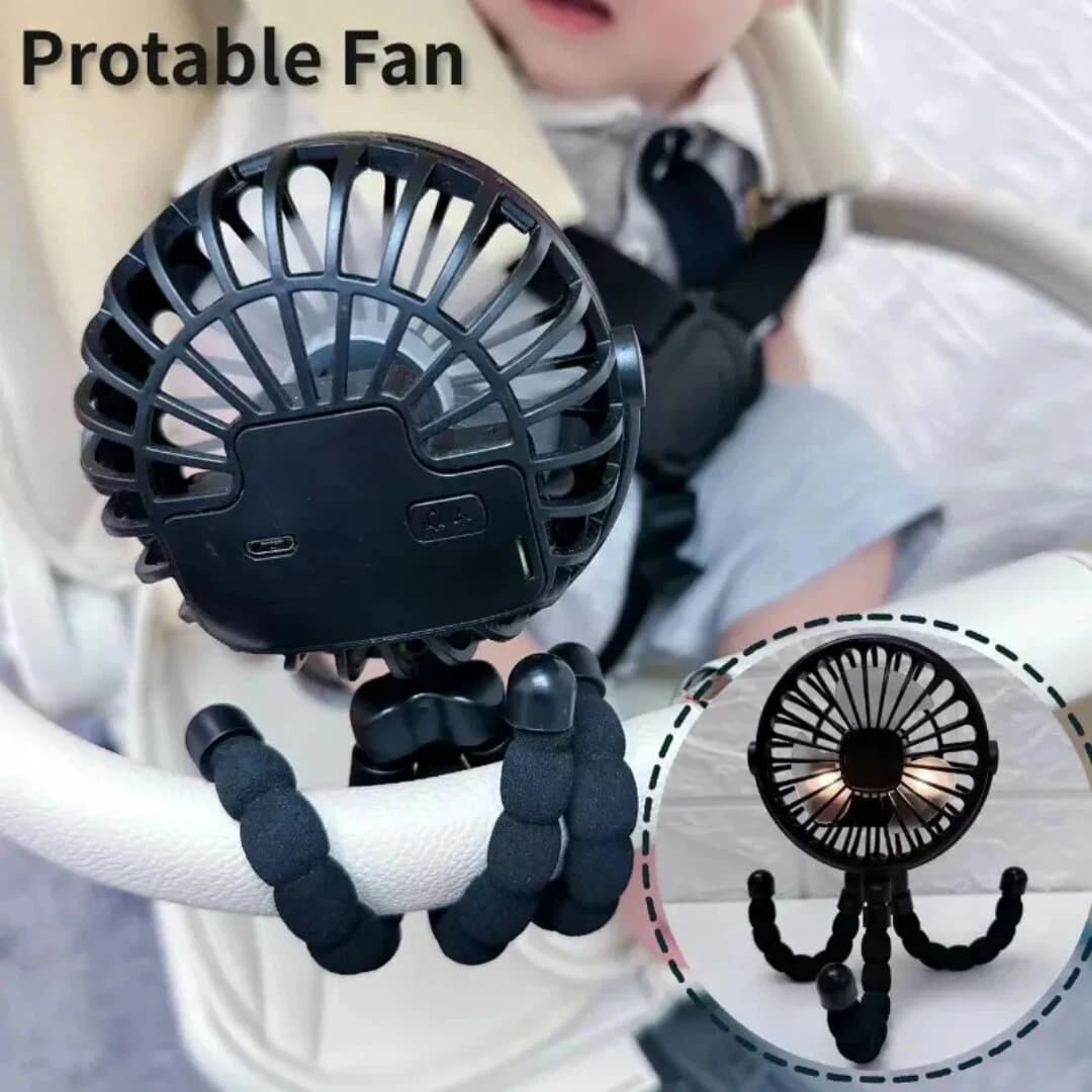 Stroller Fan Clip on For Baby Flexible Tripod Rechargeable Battery Small Personal Fan Portable Fan for Travel Handheld Car Bed