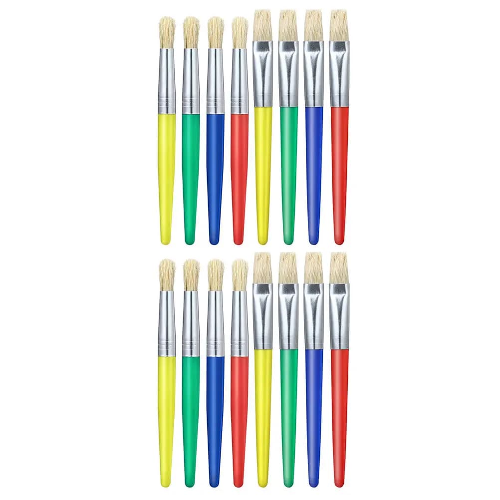16Pcs Graffiti Paint Brush Set Premium Watercolor Oil Painting Tools Plastic Handle Kids Art Brush for DIY Drawing Craft