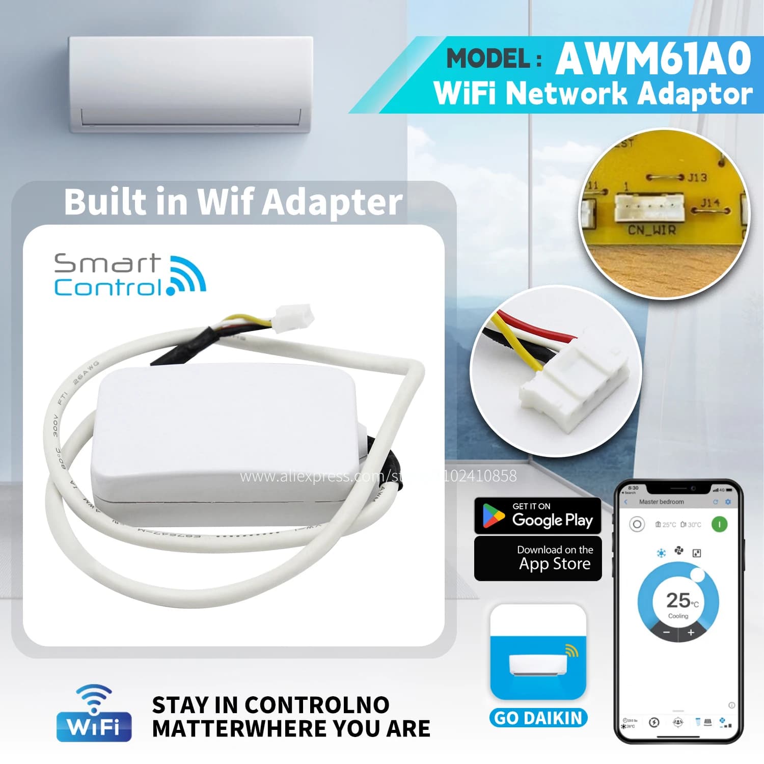 AWM61A01 per Daikin York Adattatore di rete condizionatore d'aria Modulo Wifi Controllo intelligente R50084154474 Parti presa intelligente remota