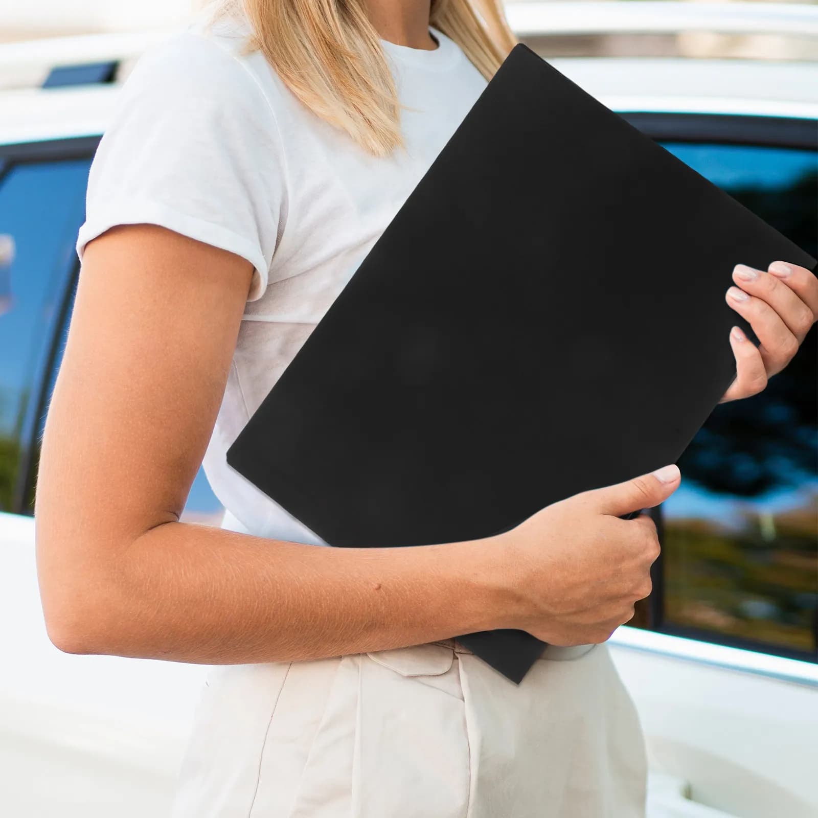 Cartella di presentazione A4 nera con copertina rigida, 20 tasche trasparenti, texture opaca, in PP impermeabile, per spartiti, report e archiviazione documenti