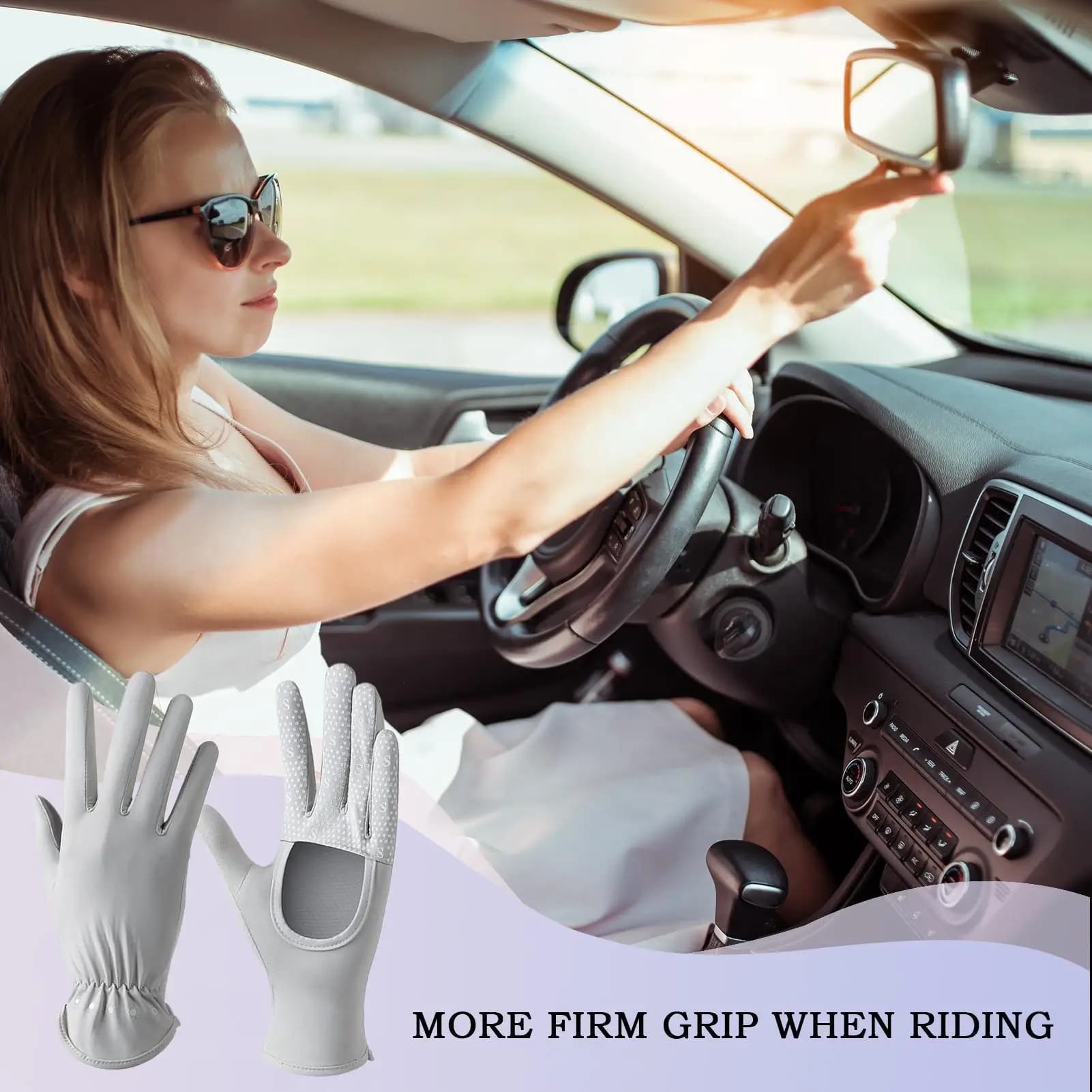 Guanti da guida Guanti touchscreen con protezione UV da donna Touchscreen a dito intero Copri mano con dito intero Bici rinfrescante antiscivolo