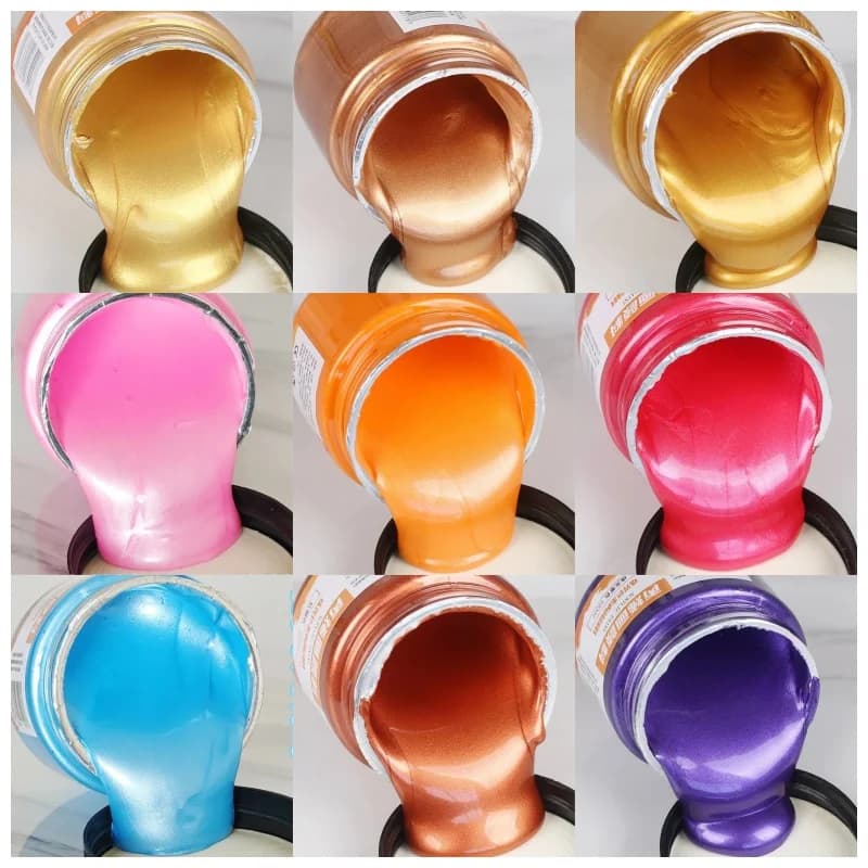 100ML Pearlescent Metallic Acrylic Paint DIY Wall Painting Hand-painted Stone Plastic Wood Waterproof and Sun Resistant Pigment