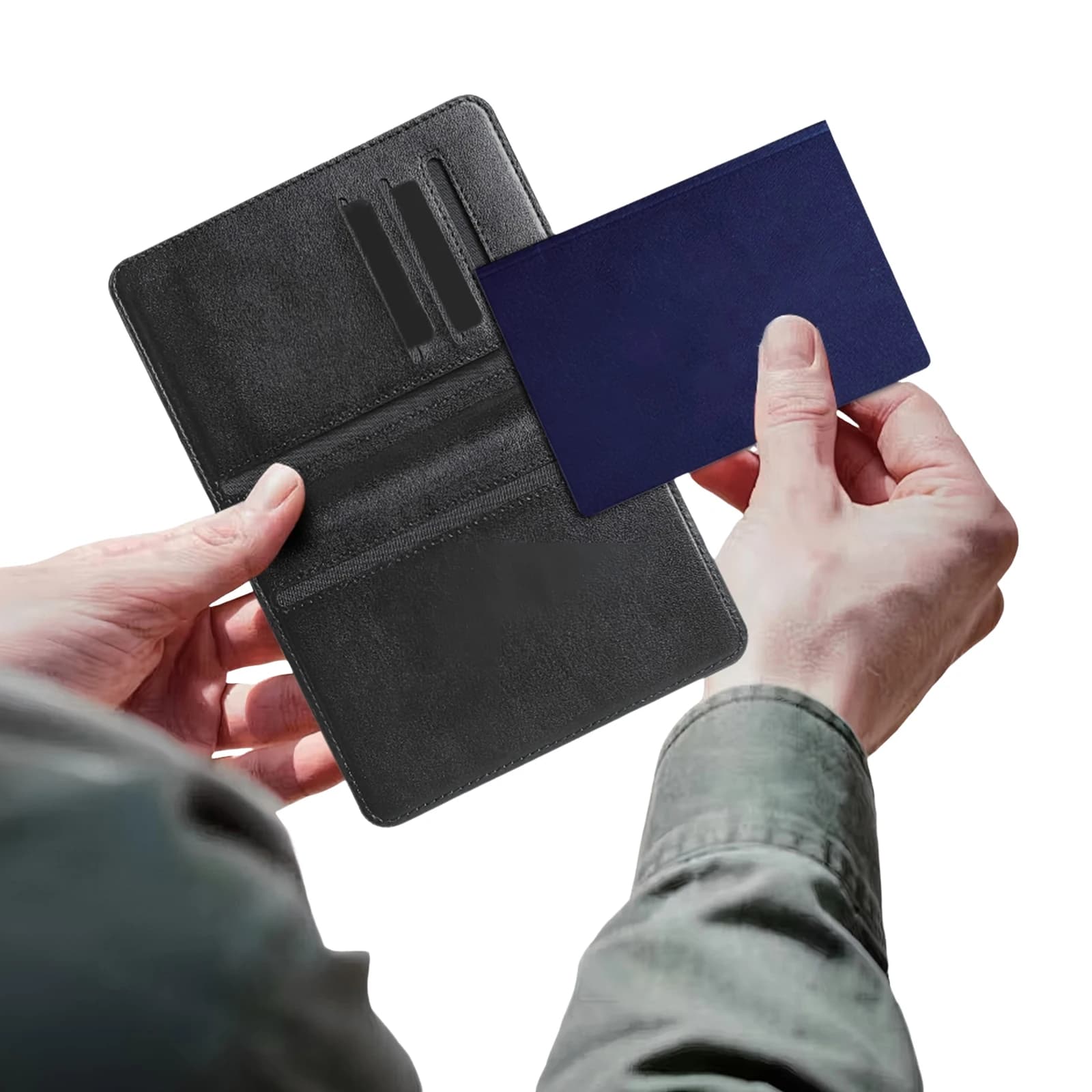 Smart Passport Holder with Location Tracking Anti-Lost PU Leather Multi-Card Slot Travel Wallet for IOS Wireless Charging