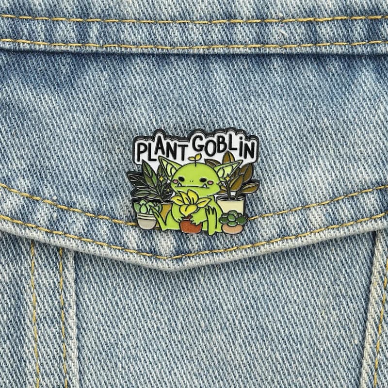 Goblin Shaped Vegetal Pins, Distinctive Adorable Plants in Vase Style Carton Souled, Spilles with UV Printing, Nature Theme Jewelry, Gift for Friends
