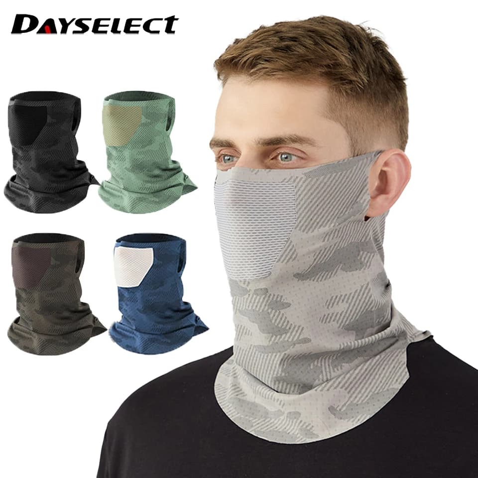 Scaldacollo in Seta Ghiaccio Anti-UV, Lungo, Antivento, Traspirante, con Protezione Orecchie, per Ciclismo, Maschera Viso Senza Cuciture, Unisex