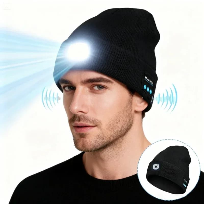 Cappello Beanie LED Riscaldante con Bluetooth 5.4, Auricolari Stereo Wireless, Ricaricabile USB, Luce LED Dimmerabile a 3 Livelli, Cappello Musicale Caldo