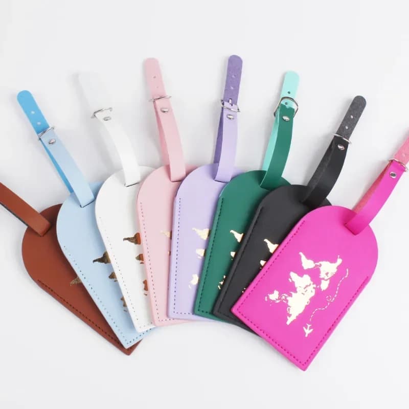 1 pz moda donna etichette per bagagli da viaggio in pelle PU etichette per nome bagagli valigia indirizzo porta etichette etichetta etichetta per bagagli accessori da viaggio