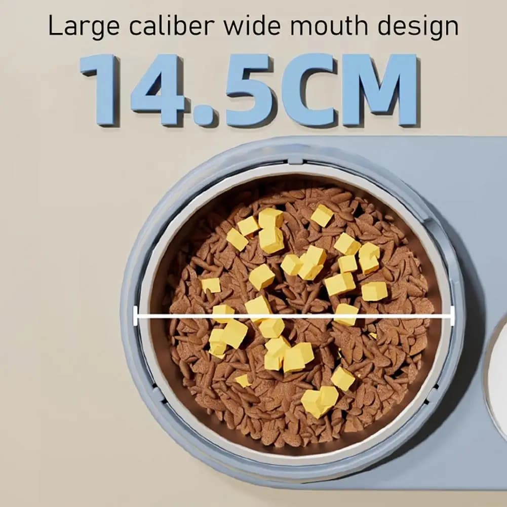 Dispenser d'Acqua per Animali Domestici con Ciotola Inclinata 2-in-1, Alimentatore Automatico da 700ml per Cani e Gatti