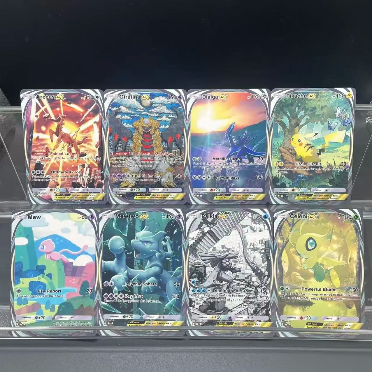 8 Pz/set FAI DA TE Self-made Anime Versione Inglese PTCG TCG Gioco di Carte Collezionabili Arceus Pikachu Mew Mewtwo Celebi Collezione di Carta Regalo