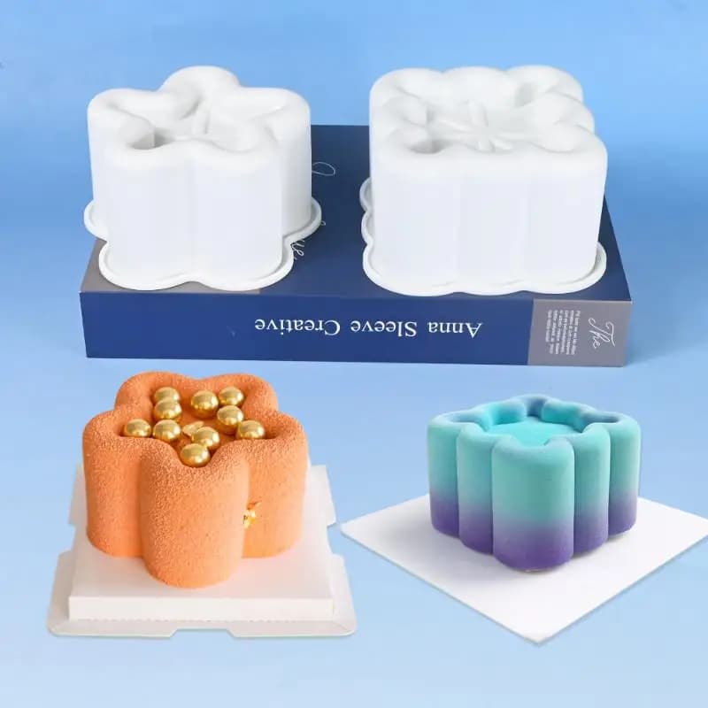 Fiore Cuore Quadrato a Forma di Stella Bento Torta Stampo in Silicone Stampo per Mousse al Cioccolato Sapone Candela Stampi per Gesso Stampi per Cucina Bakeware