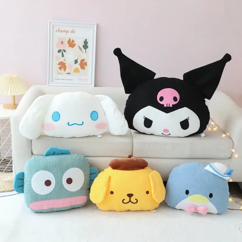 Sanrio Kuromi Car Headrest Neck Cartoon Plush Pillow Cushion Soft Corduroy Stuffed Doll Sofa Throw Pillow Home Decor Girl Gift