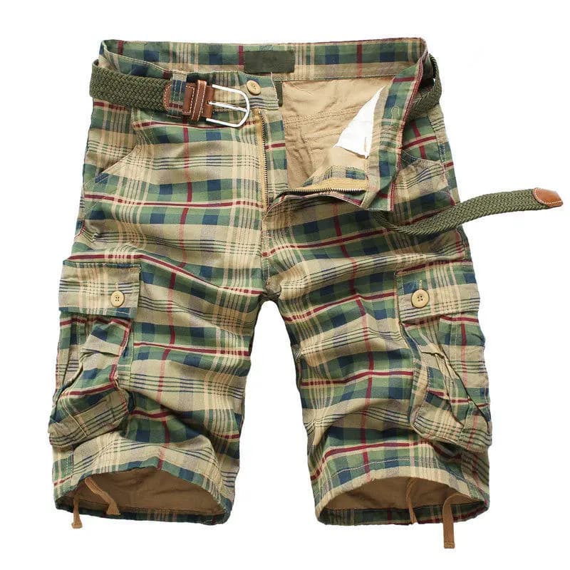 Pantaloncini Estivi da Uomo 2026: Bermuda Cargo Militari Casual a Quadri Senza Cintura