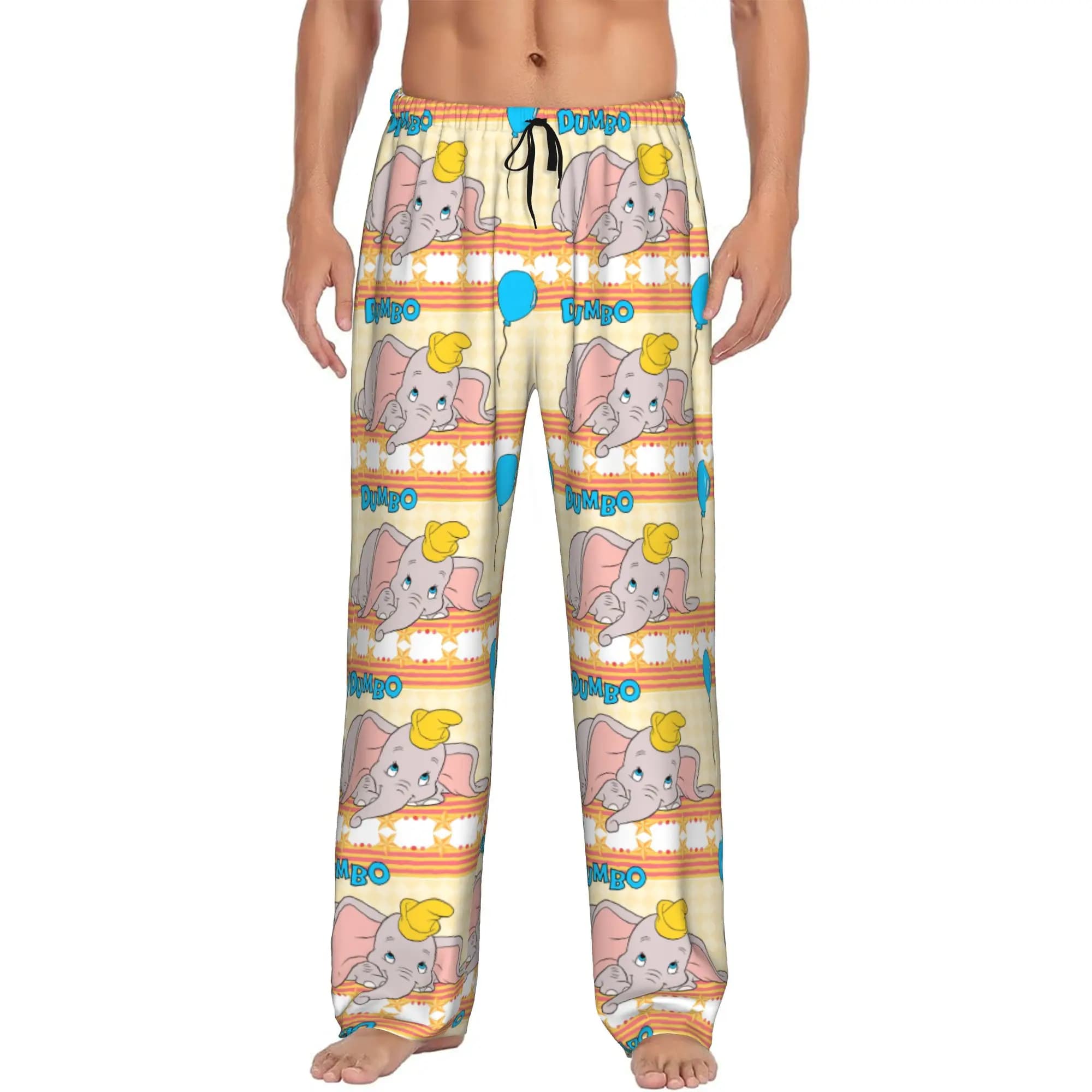 Custom D-Dumboes Cartoon Pajama Pants Men Cute Elephant Lounge Sleep Drawstring Sleepwear Bottoms with Pockets