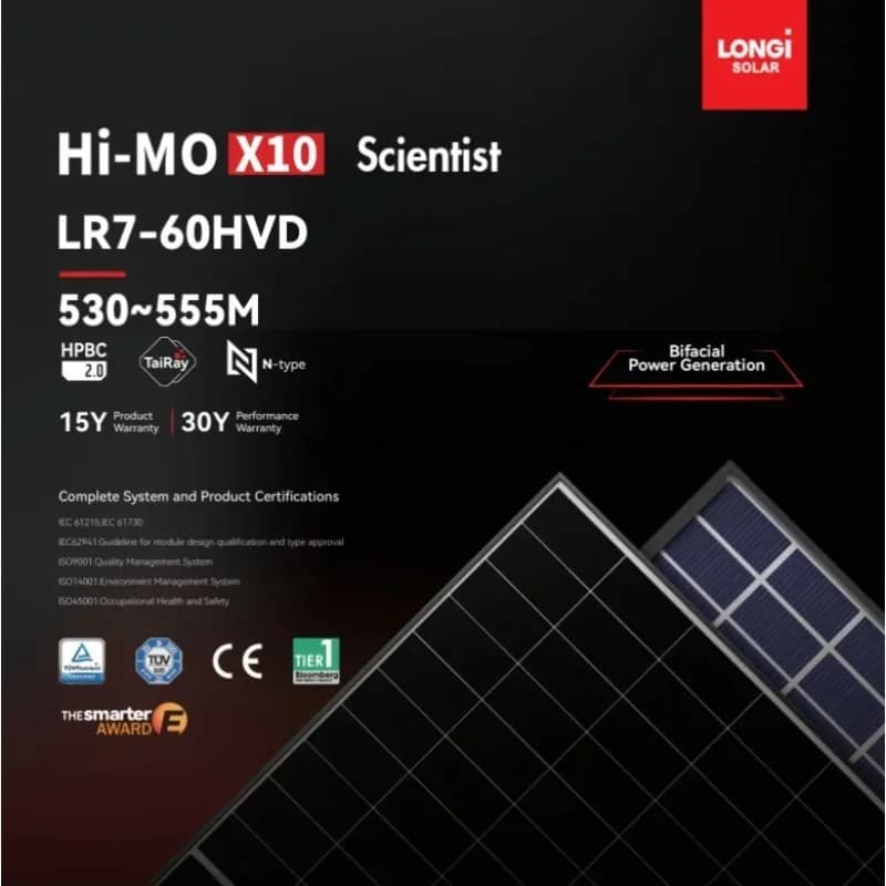 Glass Bifacial Monocrystalline 550Watt 550W de Solar Panels for Home Longi Jinko JA Aiko Cana-dian Risen N-Type Dual Double