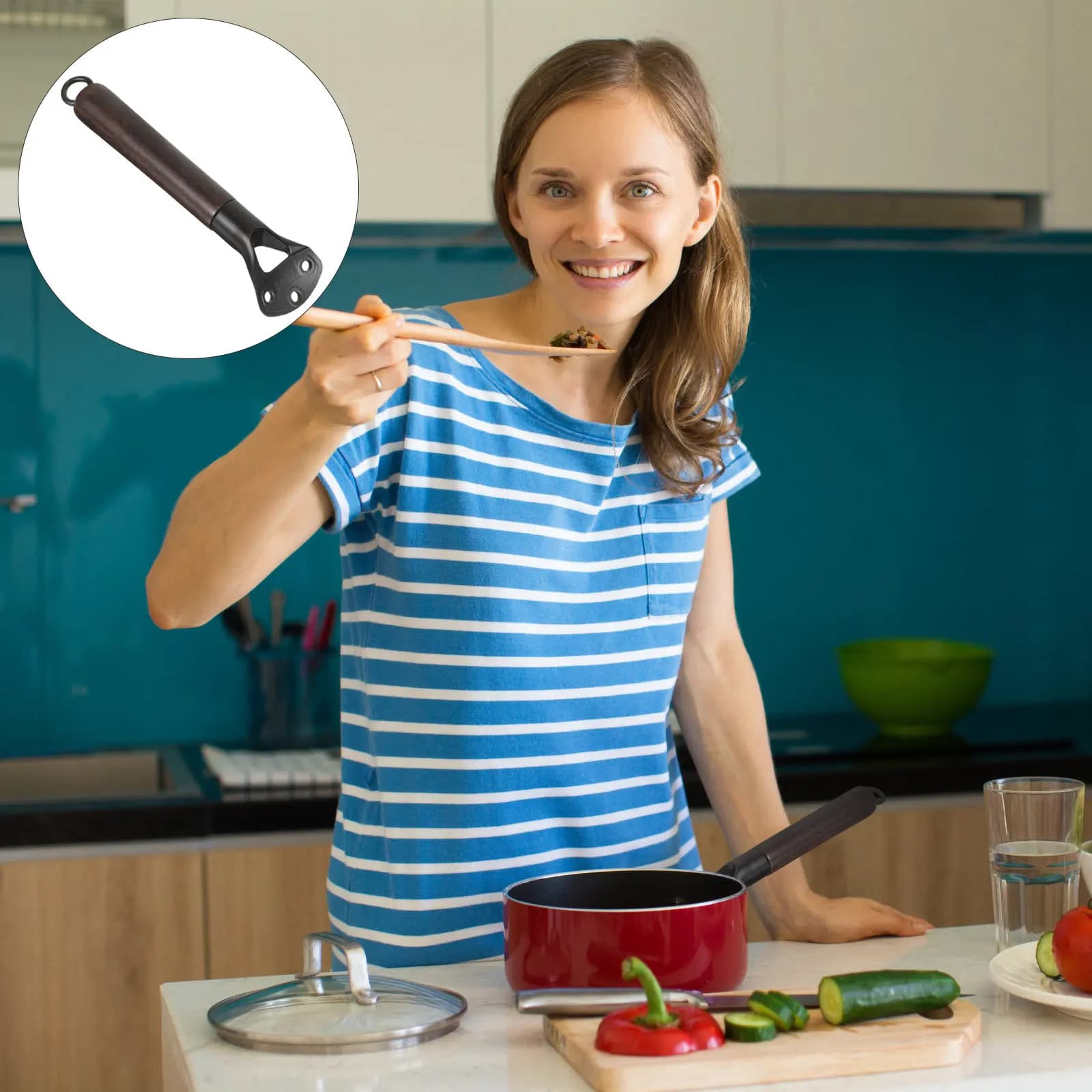 Universal Wooden Pot Handle Detachable Heat Resistant Replacement Handle for Milk Pan Frying Pan Wok Kitchen Accessories