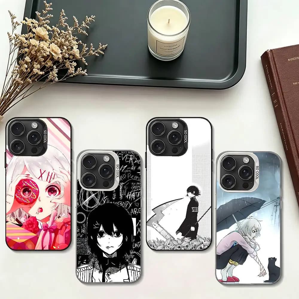 Cartoon J-Juuzou S-Suzuya Color Silver Electroplated Shockproof Case For IPhone 17 16 15 14 13 12 11 Pro Max