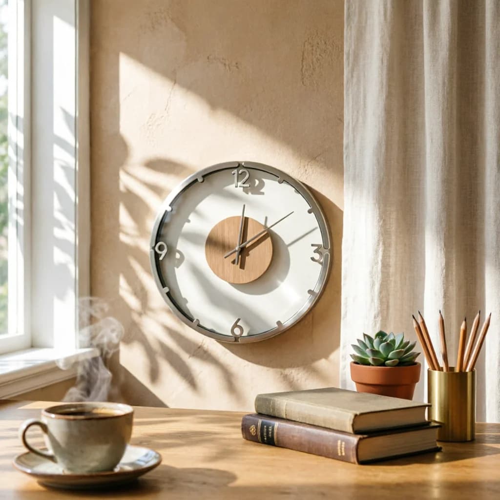 C-Lock Decorativo in Legno di Noce con Design a Venature, Decorazione Murale per la Casa, Grande Formato