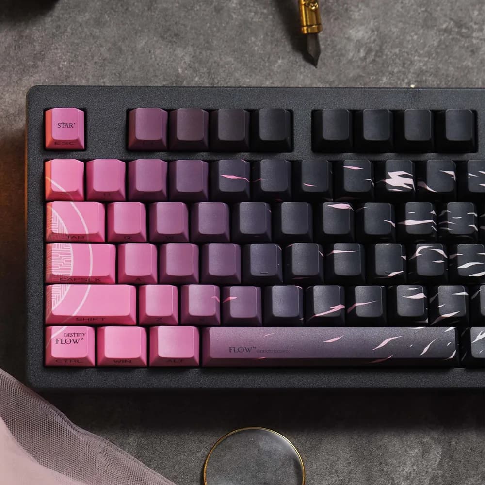 Set di 129 tasti con stampa laterale, profilo Cherry, sublimazione a colori, retroilluminati, in PBT, per tastiere meccaniche con switch MX.
