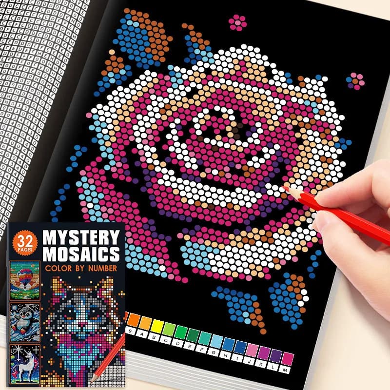 Color By Number Mystery Mosaics Activity Book, Fun Pixel Art Hidden Picture Coloring for Beginners, Relaxing Drawing Workbook