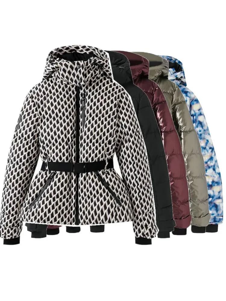 Giacche da Sci Invernali da Donna 2026 alla Moda con Cappuccio, Vita Alta, Imbottite, con Cintura, Eleganti, Spesse, Calde, Antivento e con Tasche