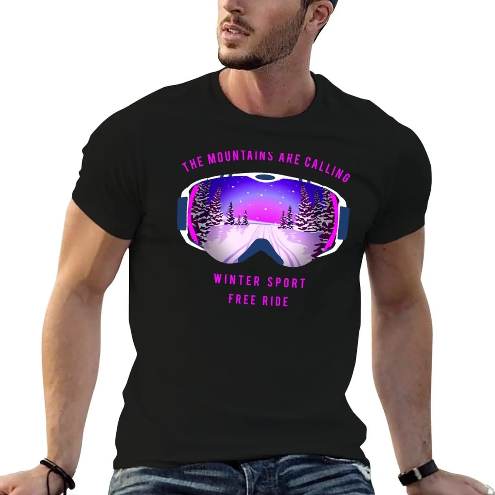 Ski goggles. The Mountains are calling T-Shirt boys animal print Clothing shirts men graphic