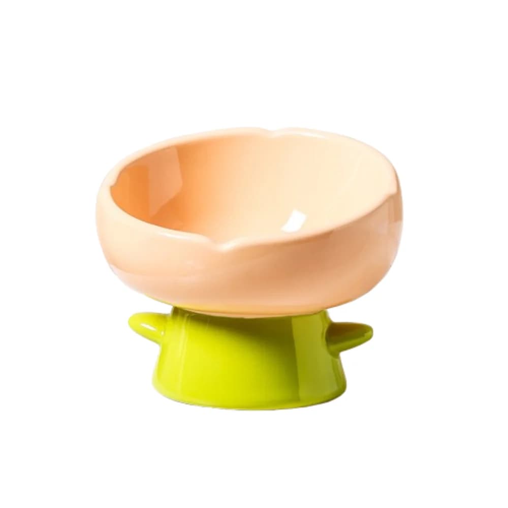 Ciotola per Gatti in Ceramica a Bocca Larga Facile da Pulire, Forma di Fiore, Antiscivolo e Anti-Ribaltamento, Design Rialzato, Ciotola per Cibo e Acqua per Cani e Animali Domestici