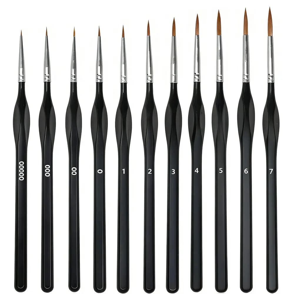 Set di 11 pennelli per pittura di precisione, kit per pittura in miniatura per acrilico, modellismo, acquerello e gouache, pennello con setole in nylon