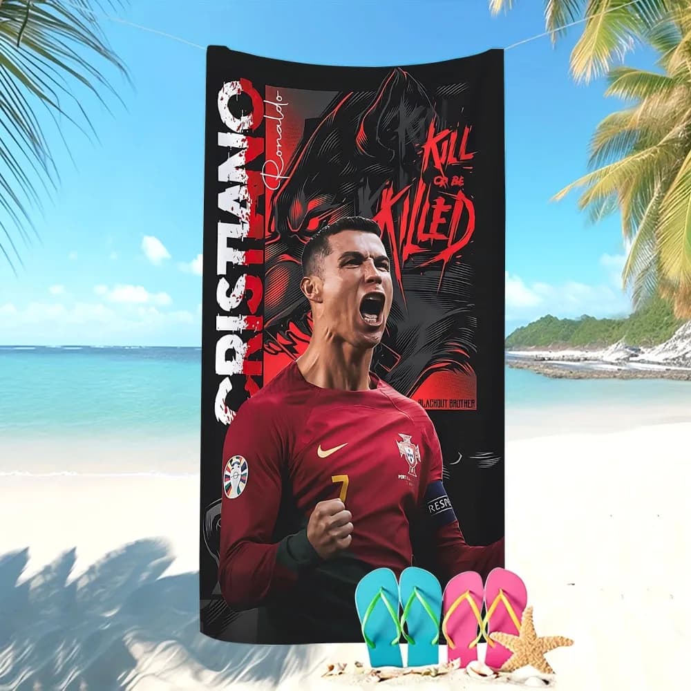 Stile Impareggiabile! Asciugamano da spiaggia 3D Football Legend, asciugamano da nuoto in morbida microfibra ad asciugatura rapida, regalo da viaggio portatile per ragazzi e ragazze