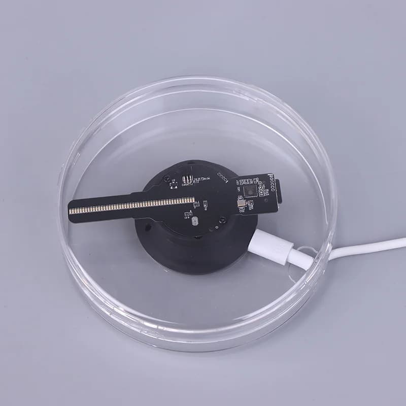 1 pz luci pubblicitarie olografiche 3D schermo ventola modello desktop a LED con riproduzione audio con ventola olografica con coperchio trasparente