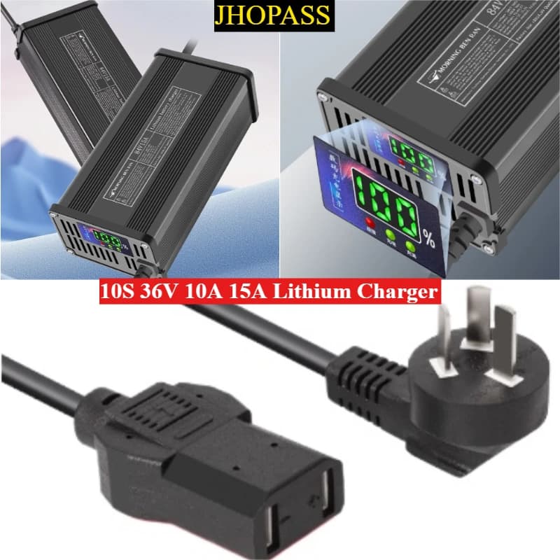 Smart LCD Display 10S 36V 15A 10A Lithium Battery DC 42V AC110V or 220V for Electric Bike Scooter US UK AU EU Plug