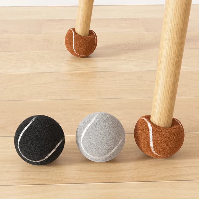 Protezioni per Piedi di Mobili, Design a Palla da Tennis, Coprigambe Silenziosi e Antiscivolo, Cuscinetti Antigraffio per Pavimenti in Legno
