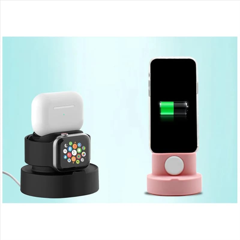 Supporto in silicone FULL-2 in 1 per orologio Iphone per base di ricarica per supporto per cuffie per auricolari Iwatch Night Dock