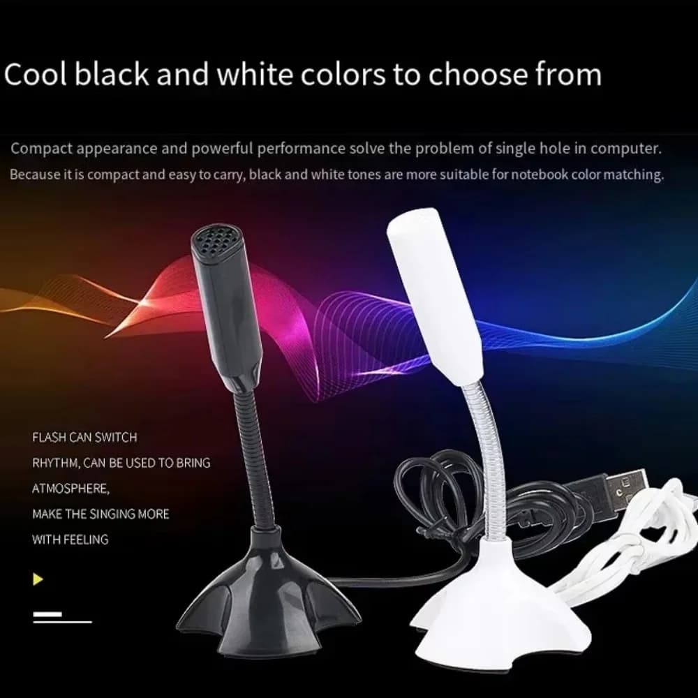 Microfono USB regolabile di alta qualità per laptop e computer, ideale per studio, canto, gaming e streaming, con supporto per microfono.